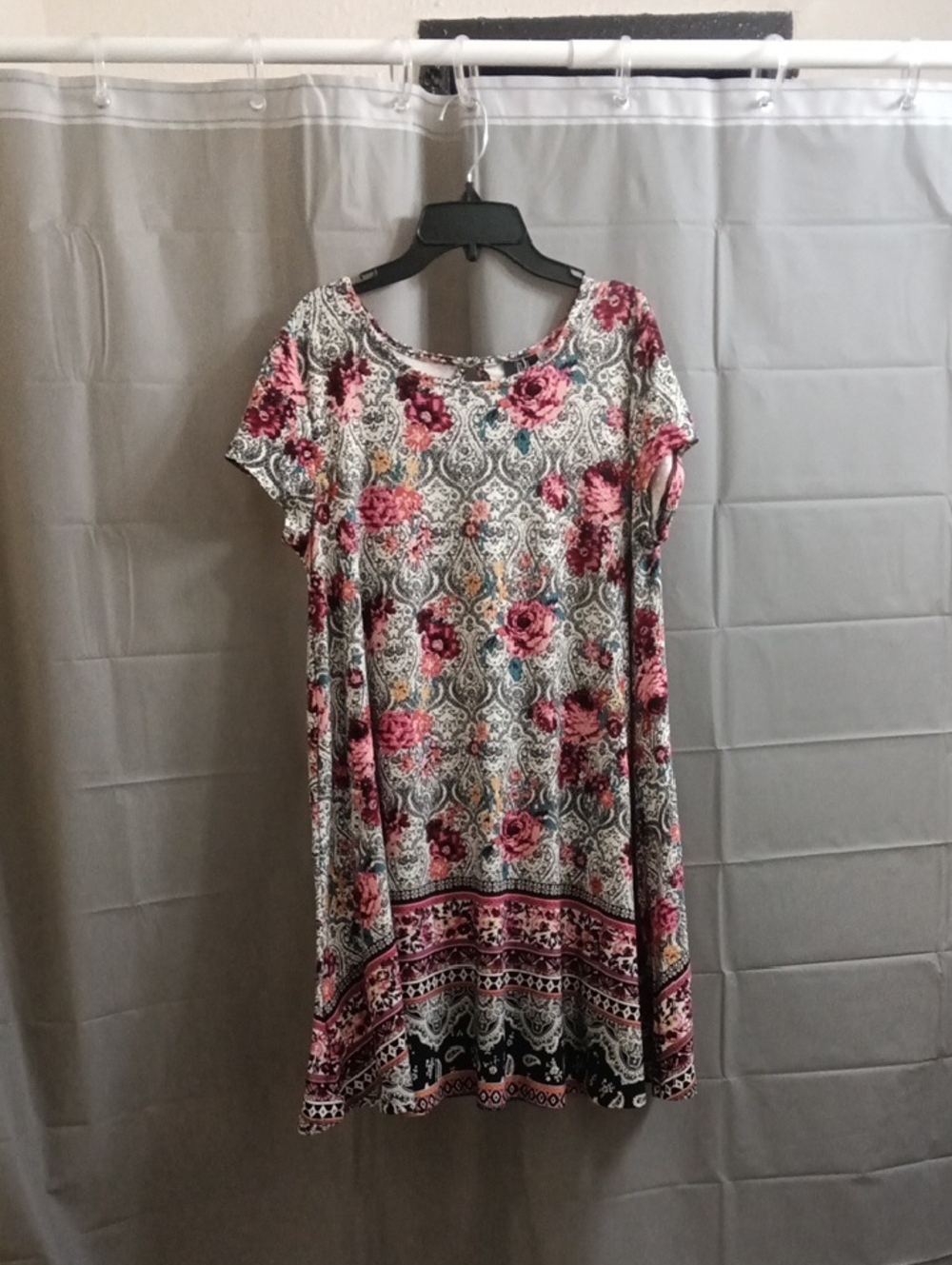 Derek Heart Floral Paisley Keyhole Dress - Pink, Teal & Black